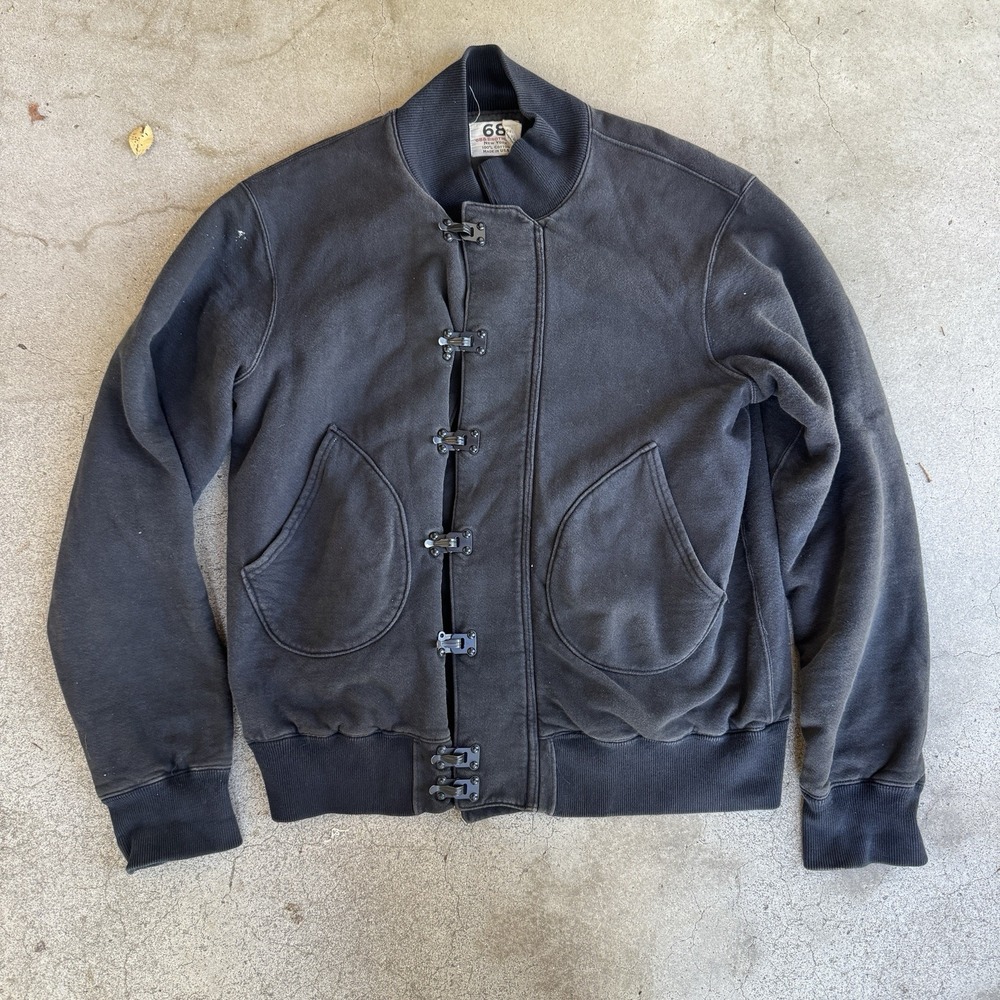 68 & Brothers Hook Deck Jacket Size Large Made in USA Cotton Clasp Black